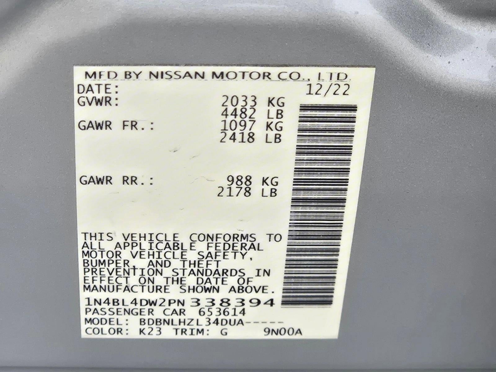 2023 Nissan Altima 2.5 SV AWD Sedan