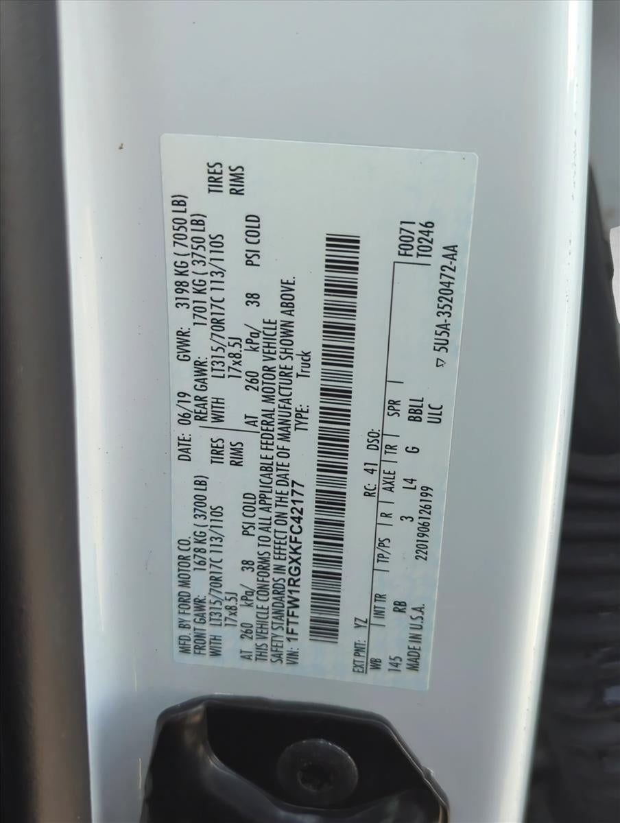 2019 Ford F-150 Raptor 4WD SuperCrew 5.5' Box