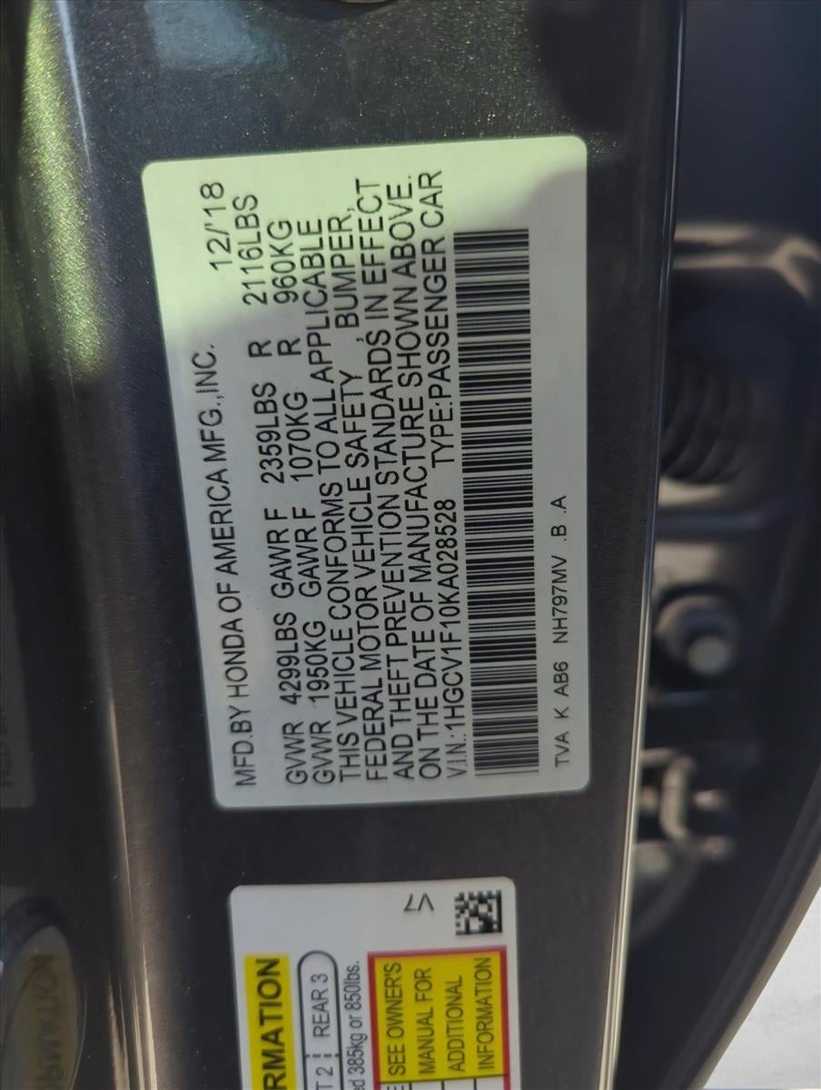 2019 Honda Accord Sedan LX 1.5T CVT