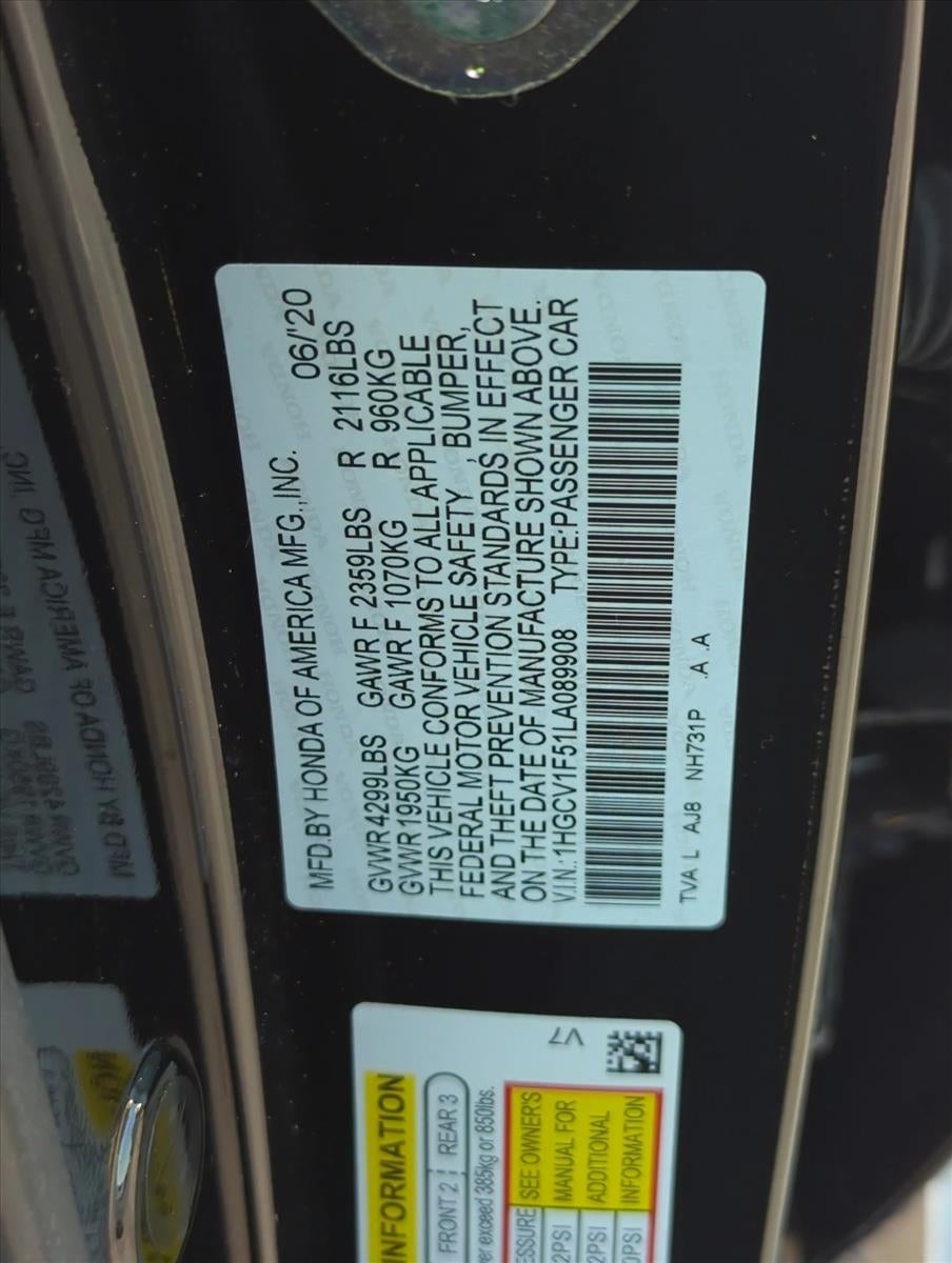 2020 Honda Accord Sedan EX-L 1.5T CVT