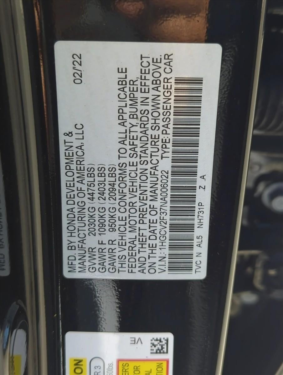 2022 Honda Accord Sedan Sport 2.0T Automatic