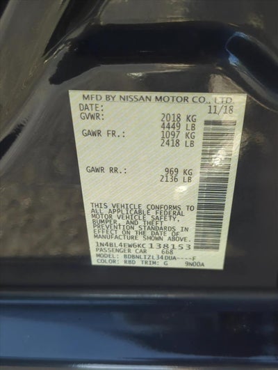 2019 Nissan Altima 2.5 SL AWD Sedan