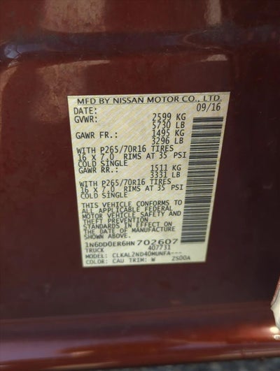 2017 Nissan Frontier Crew Cab 4x2 SV V6 Auto