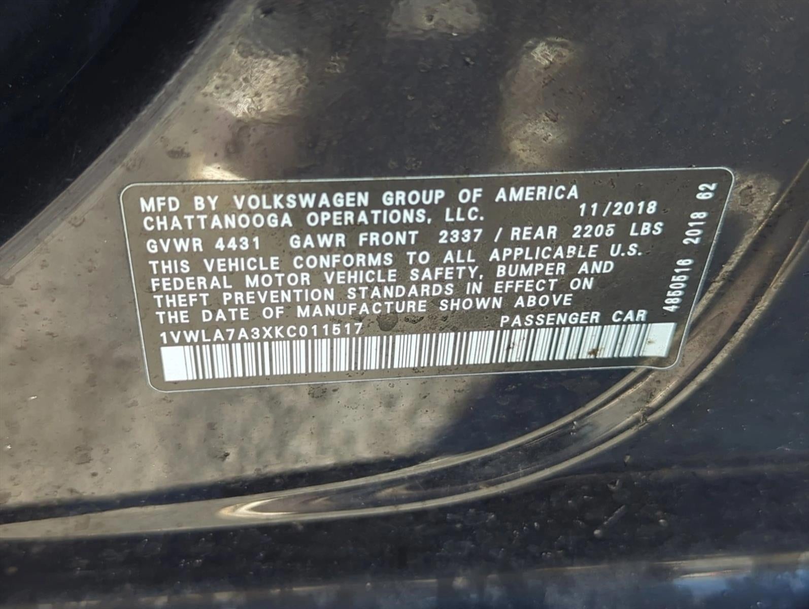 2019 Volkswagen Passat 2.0T Wolfsburg Edition Auto