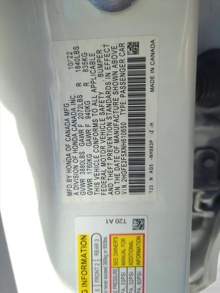 2022 Honda Civic Sedan Sport CVT