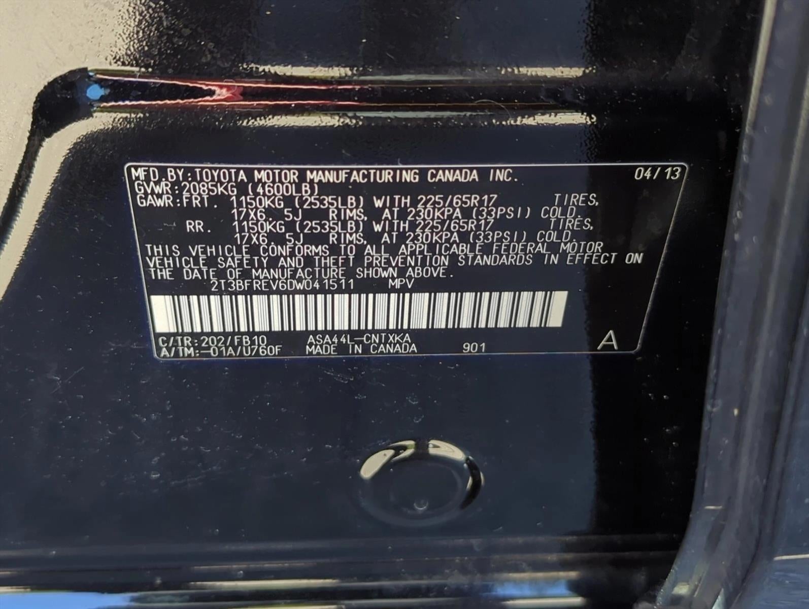 2013 Toyota RAV4 AWD 4dr LE (Natl)