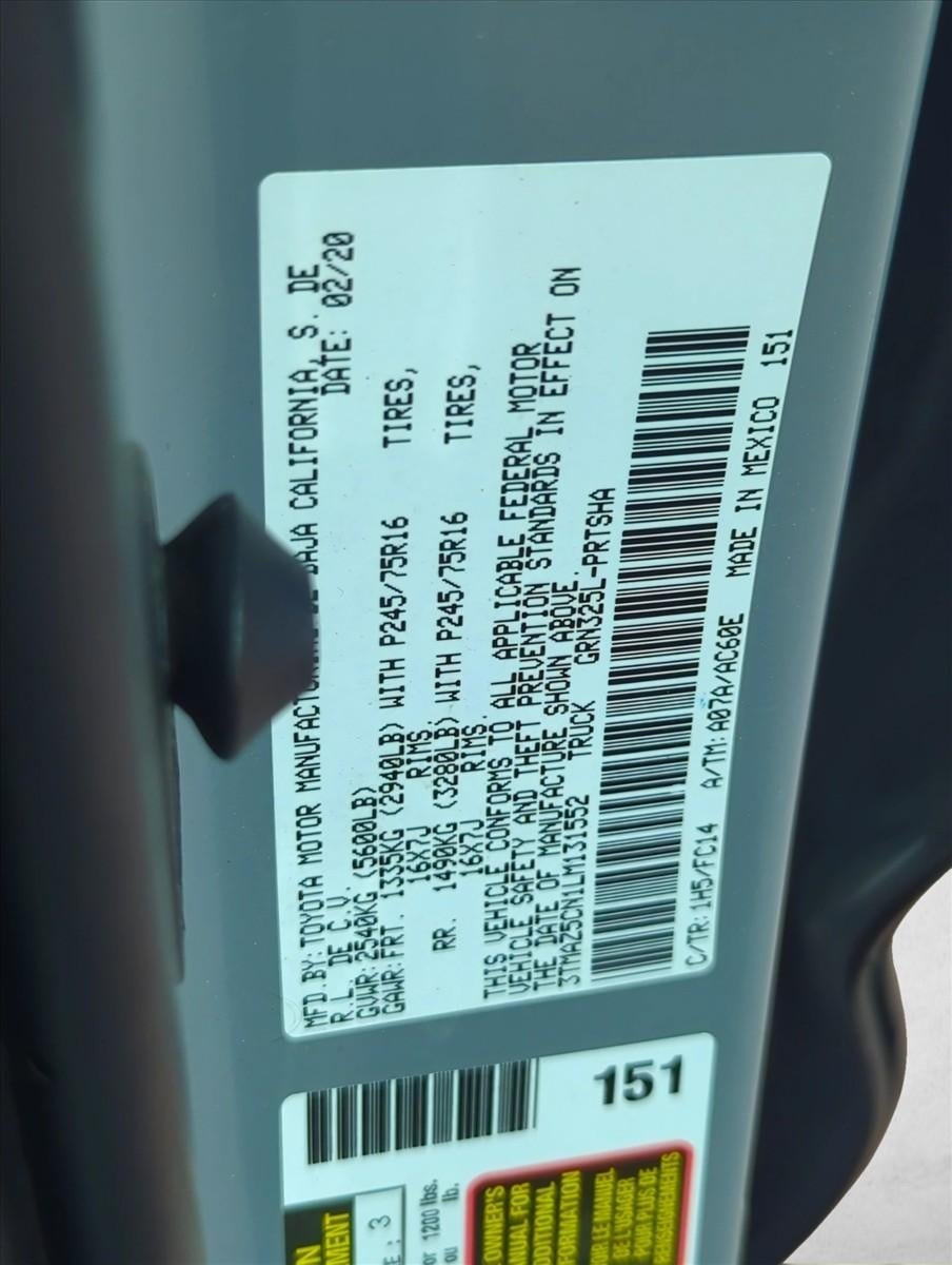 2020 Toyota Tacoma 2WD 2WD SR5 Double Cab 5' Bed V6 AT (GS)