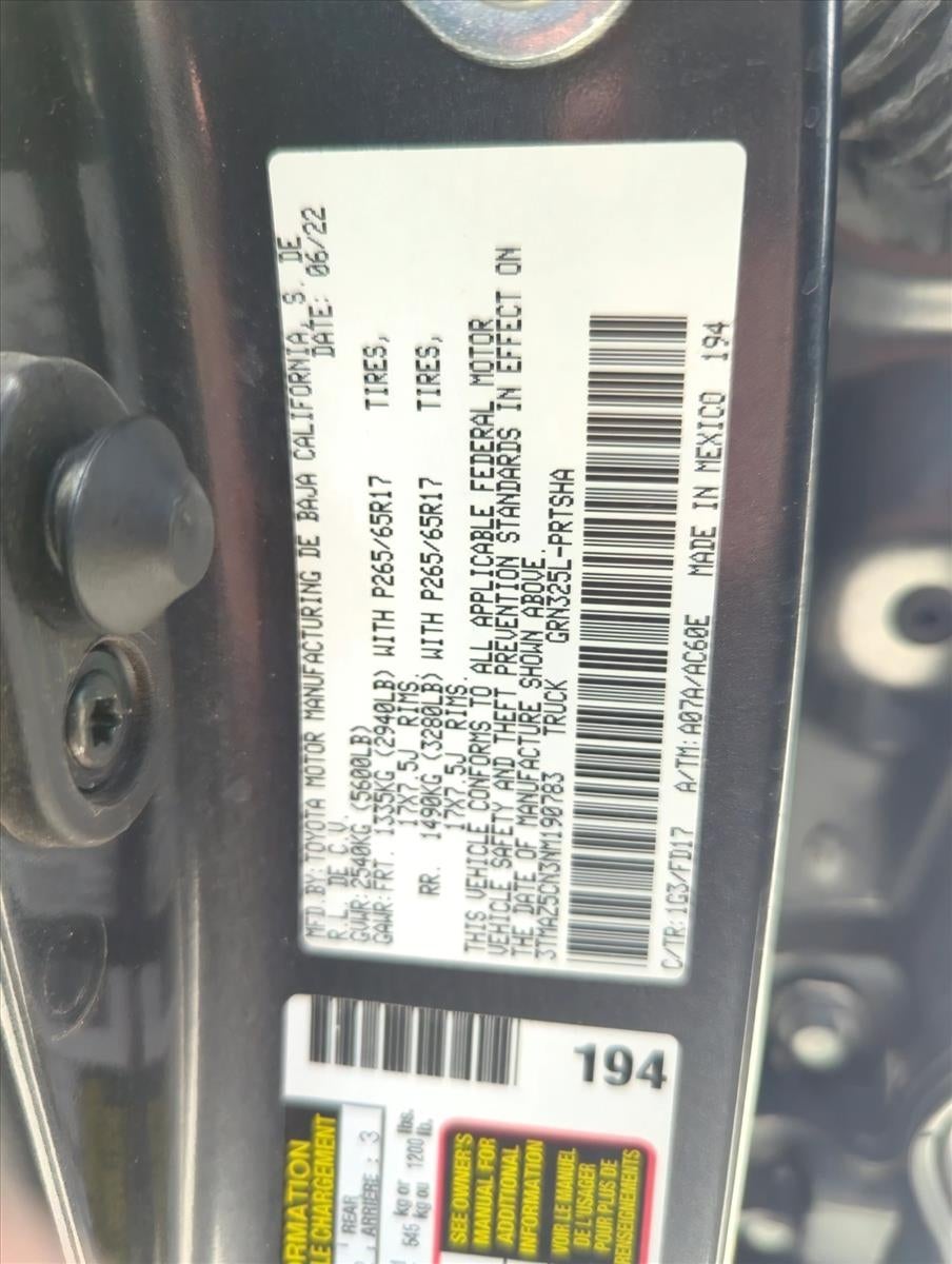 2022 Toyota Tacoma 2WD 2WD TRD Sport Double Cab 5' Bed V6 AT (Natl)