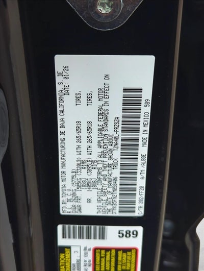 2026 Toyota Tacoma 2WD 2WD SR5 Double Cab 5' Bed AT (SE)