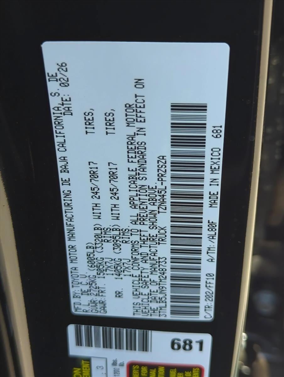 2026 Toyota Tacoma 4WD 4WD SR5 Double Cab 5' Bed AT (GS)