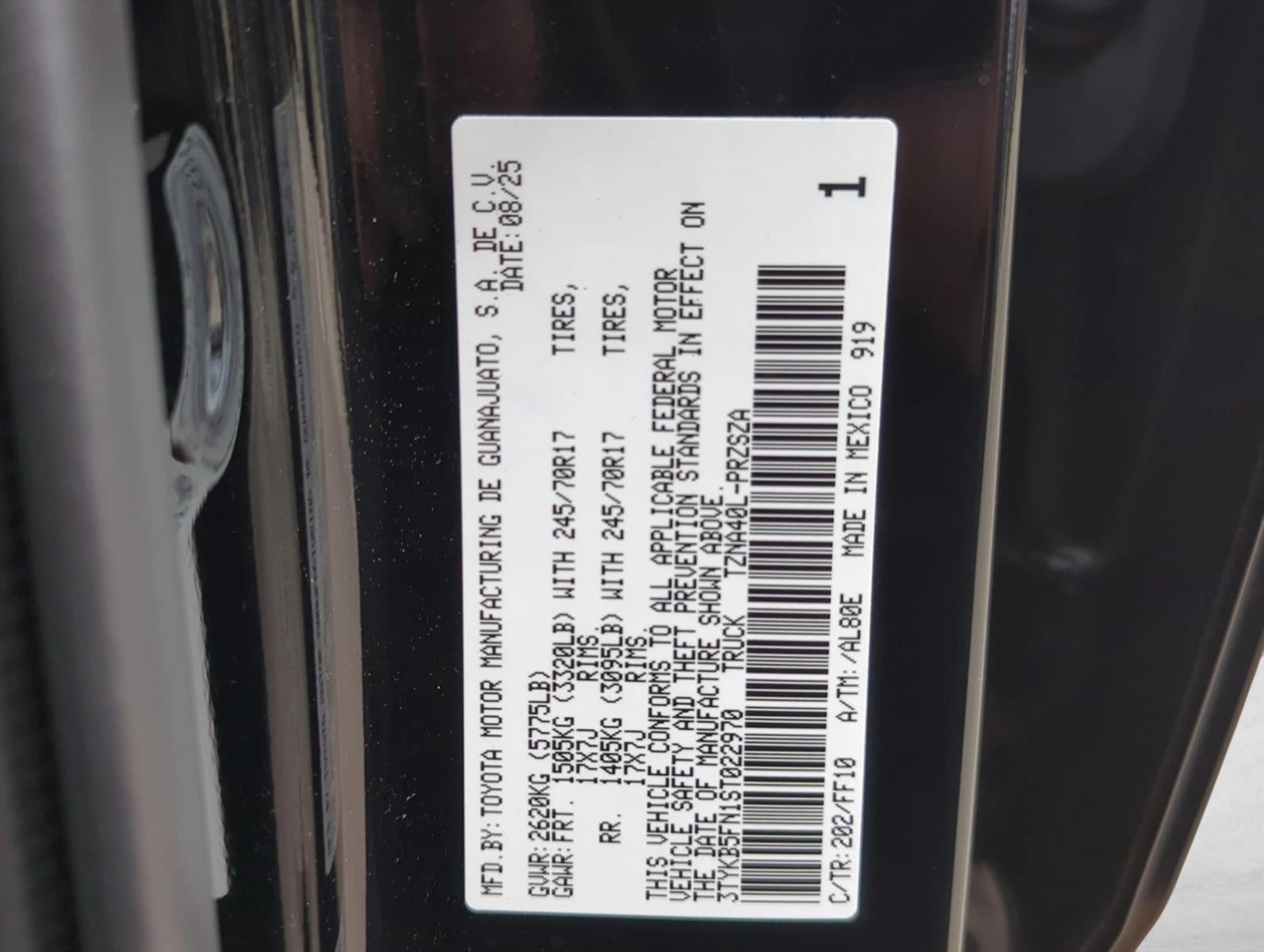 2025 Toyota Tacoma 2WD 2WD SR5 Double Cab 5' Bed AT (SE)