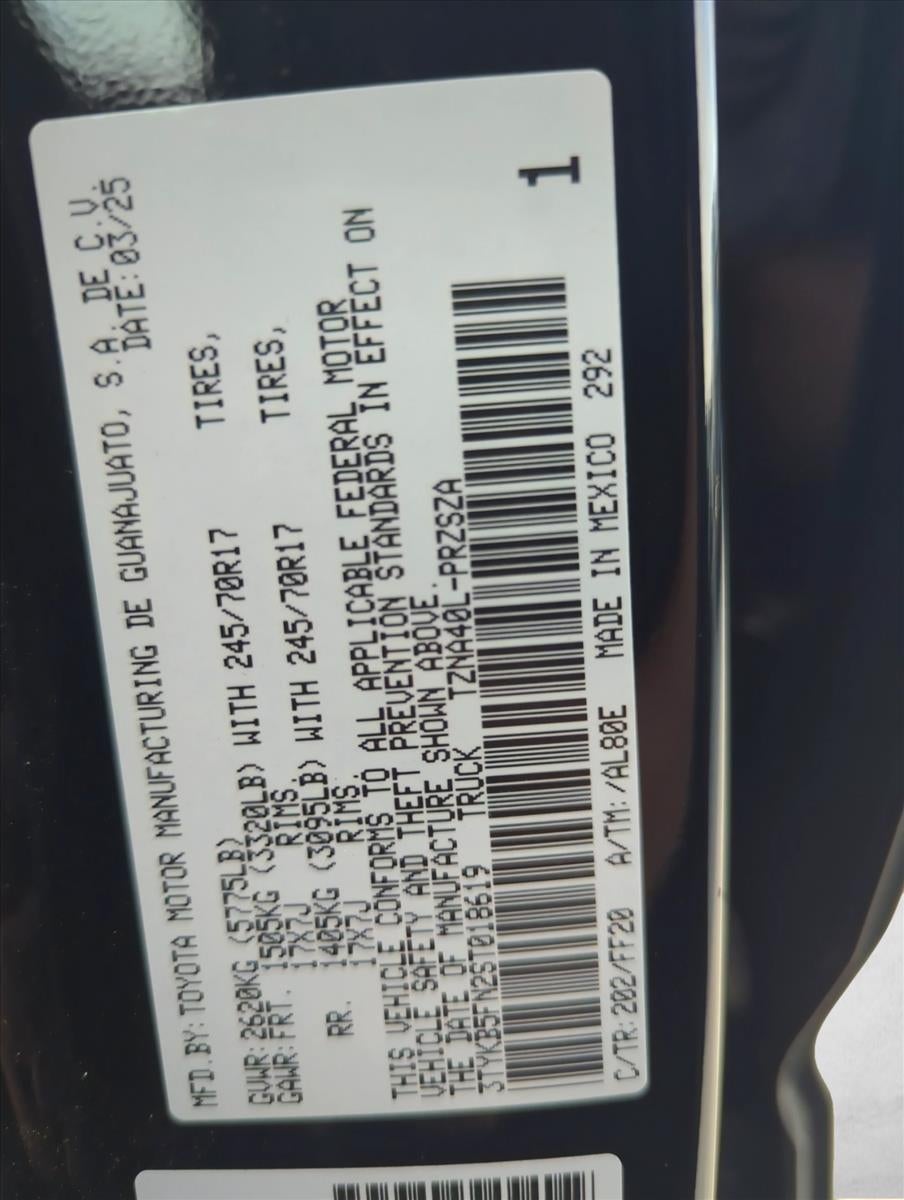 2025 Toyota Tacoma 2WD 2WD SR5 Double Cab 5' Bed AT (SE)