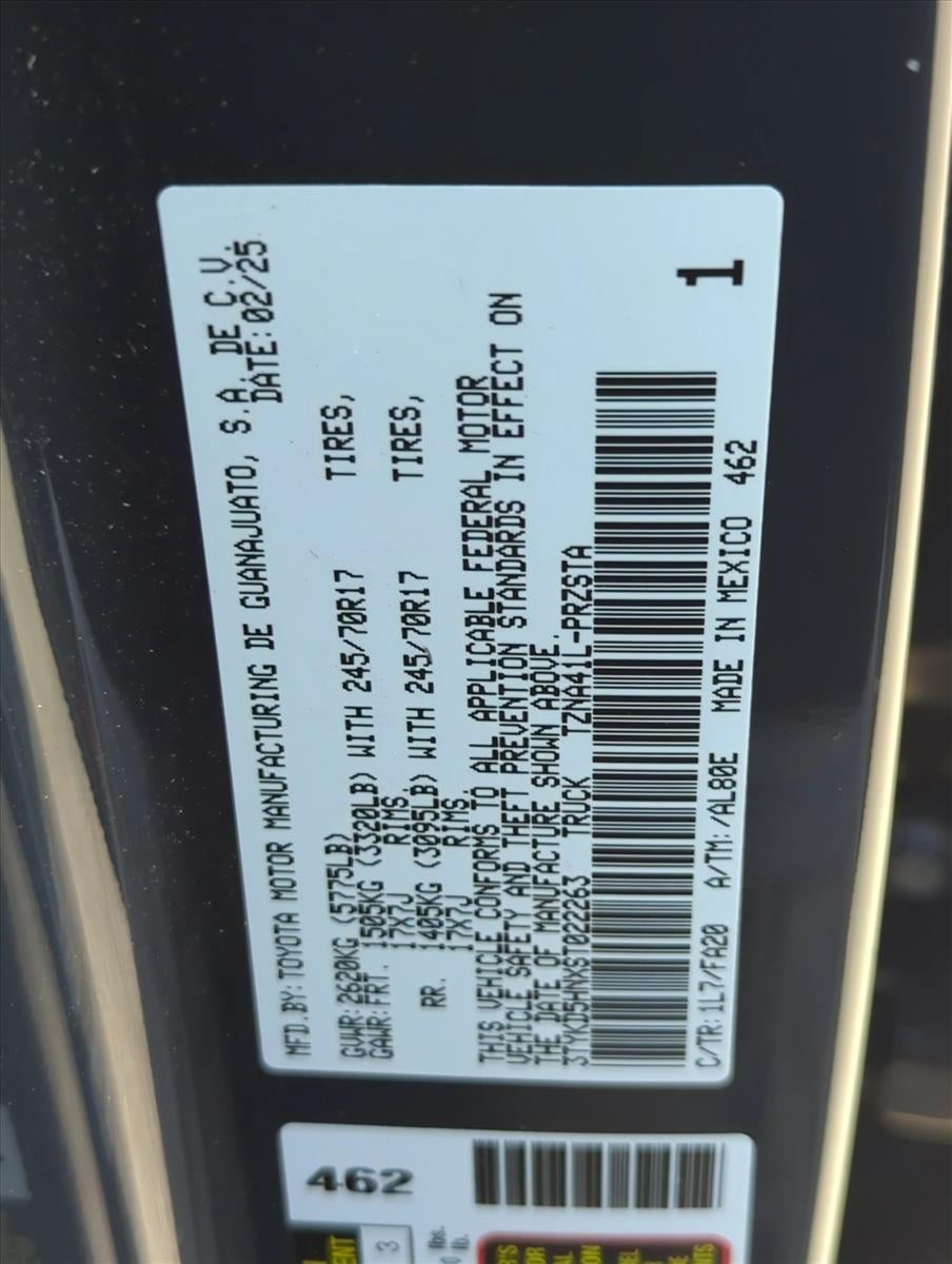 2025 Toyota Tacoma 2WD 2WD SR Double Cab 5' Bed AT (GS)
