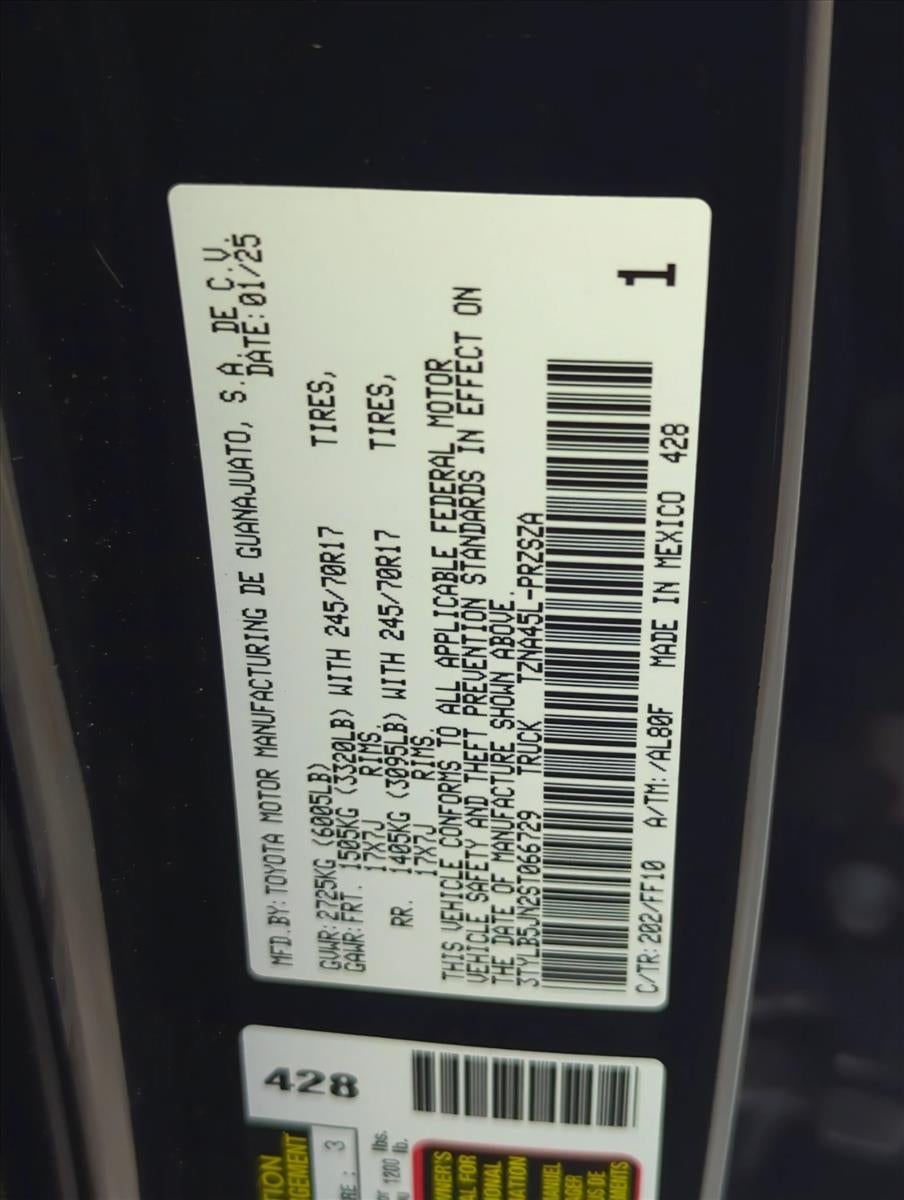 2025 Toyota Tacoma 4WD 4WD SR5 Double Cab 5' Bed AT (GS)