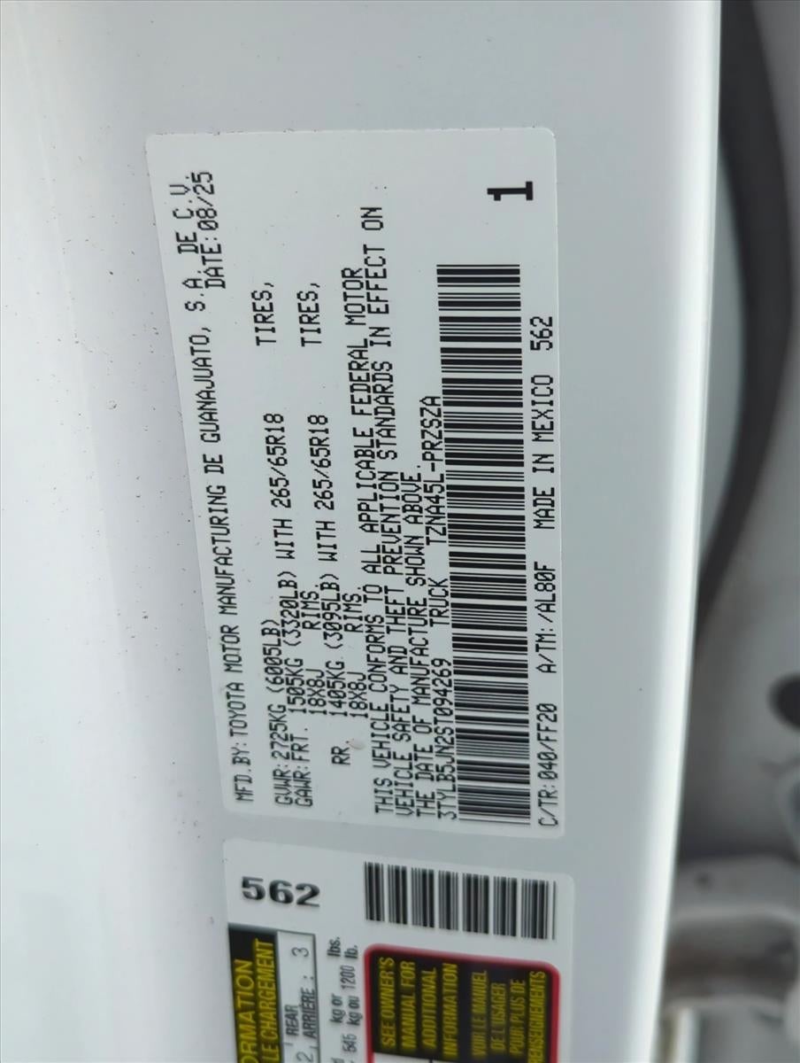 2025 Toyota Tacoma 4WD 4WD SR5 Double Cab 5' Bed AT (GS)