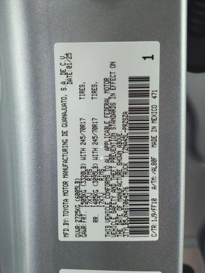 2025 Toyota Tacoma 4WD 4WD SR5 Double Cab 5' Bed AT (GS)