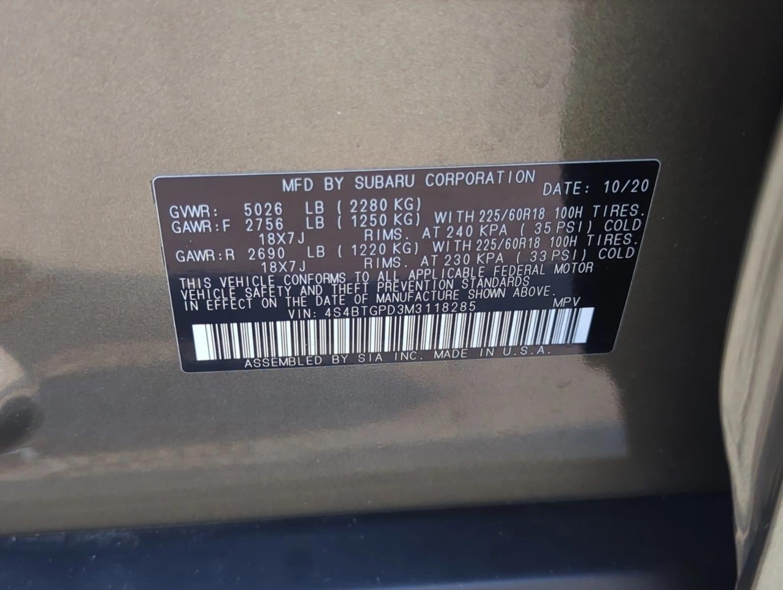 2021 Subaru Outback Touring XT CVT