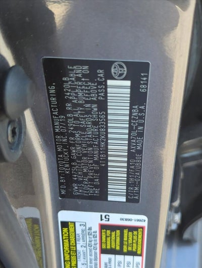 2019 Toyota Camry LE Auto (SE)