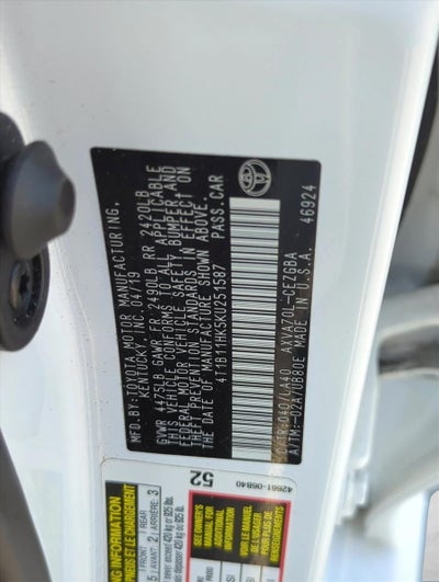 2019 Toyota Camry XLE Auto (SE)
