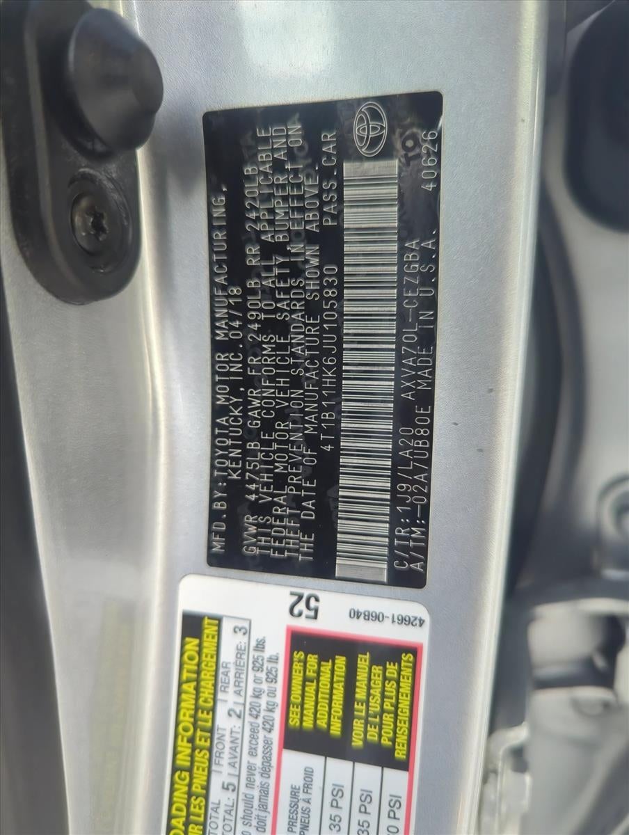 2018 Toyota Camry XLE Auto (SE)