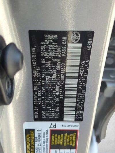 2016 Toyota Camry 4dr Sdn I4 Auto SE (SE)