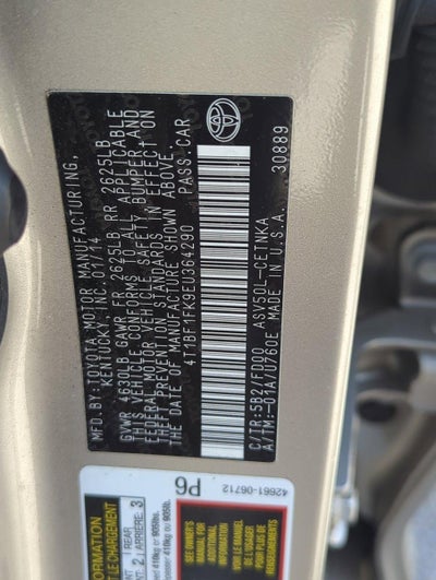 2014 Toyota Camry 4dr Sdn I4 Auto LE (Natl) *Ltd Avail*