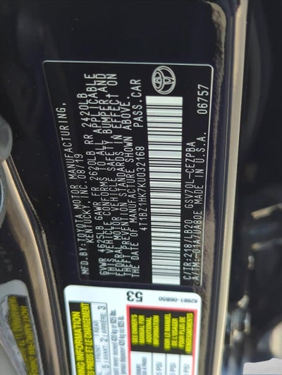 2019 Toyota Camry XSE V6 Auto (SE)