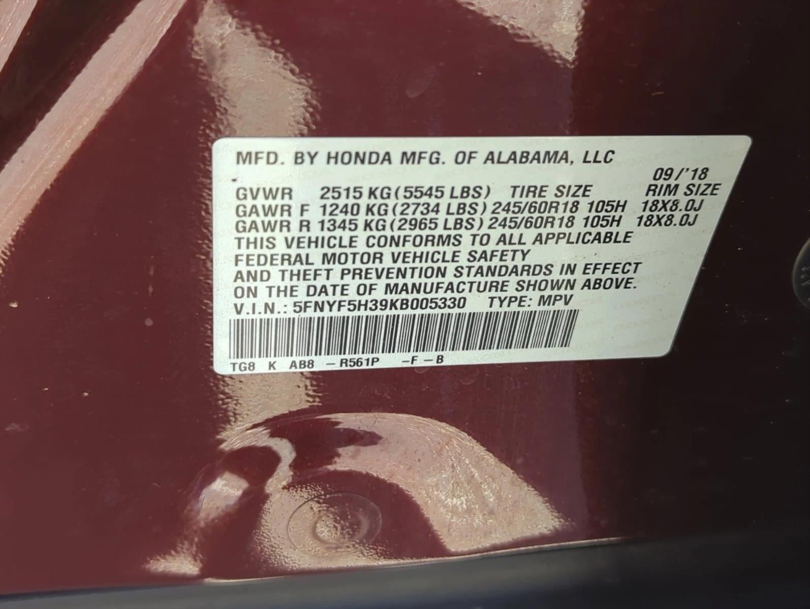 2019 Honda Pilot EX 2WD