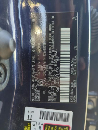 2022 Toyota Highlander L FWD (Natl)