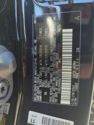 2022 Toyota Highlander XLE FWD (Natl)