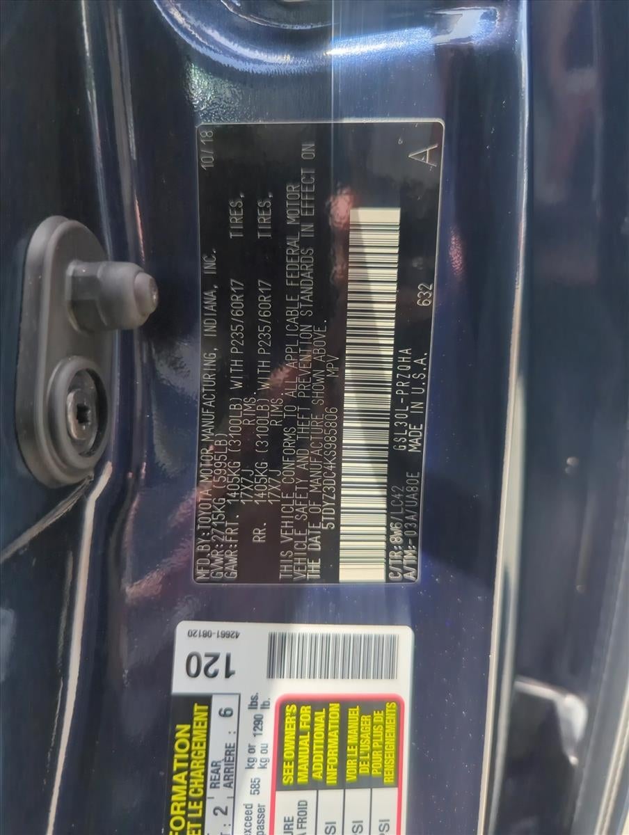 2019 Toyota Sienna XLE Premium FWD 8-Passenger (Natl)
