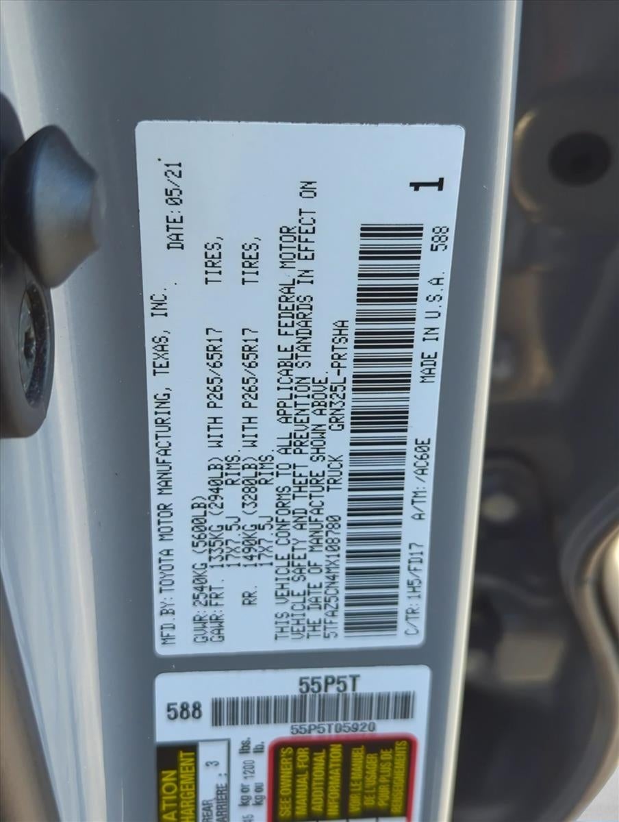 2021 Toyota Tacoma 2WD 2WD TRD Sport Double Cab 5' Bed V6 AT (Natl)