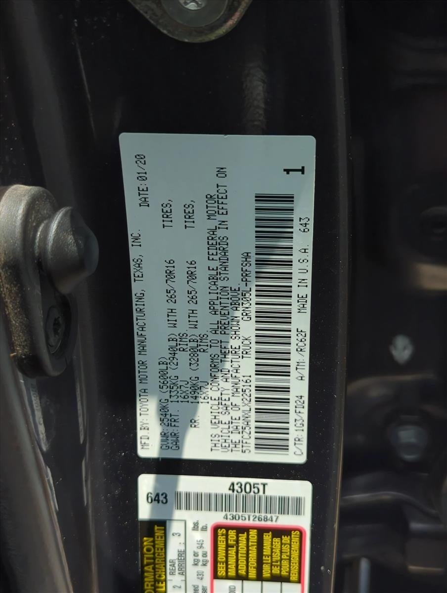 2020 Toyota Tacoma 4WD 4WD TRD Off Road Double Cab 5' Bed V6 MT (Natl)