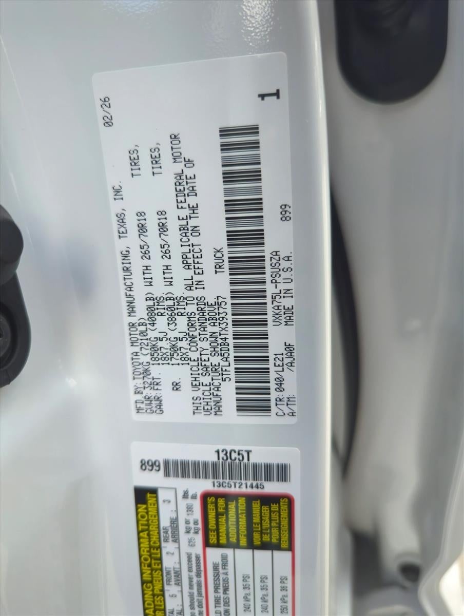 2026 Toyota Tundra 4WD 4WD SR5 CrewMax 5.5' Bed (SE)