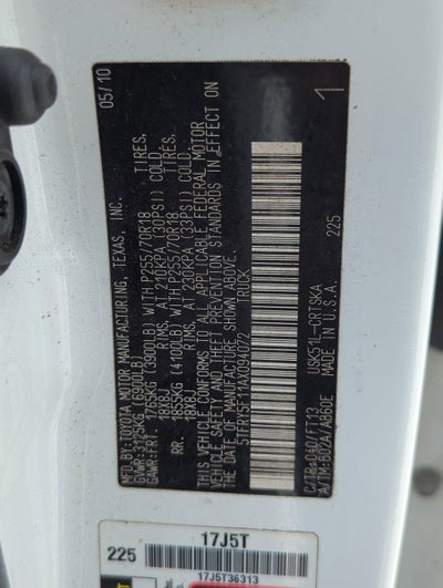 2010 Toyota Tundra 2WD Truck 2WD Double Cab Standard Bed 5.7L V8 (Natl)