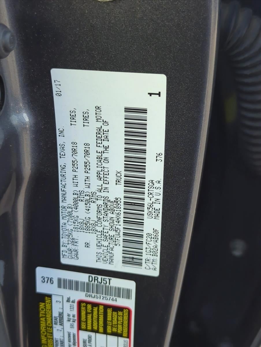2017 Toyota Tundra 4WD 4WD SR5 Double Cab 6.5' Bed 5.7L FFV (Natl)