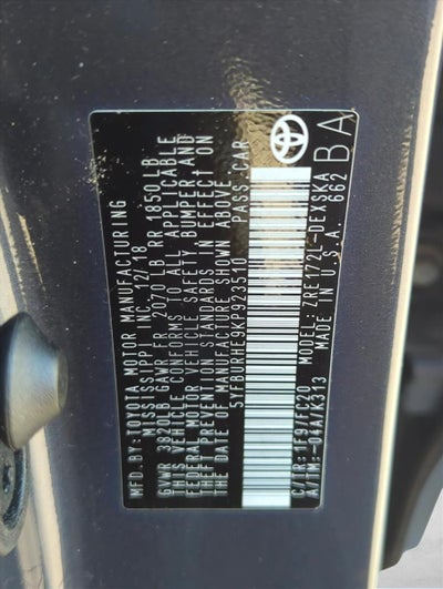 2019 Toyota Corolla SE CVT (Natl)