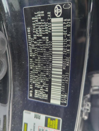 2022 Toyota Corolla LE CVT (Natl)