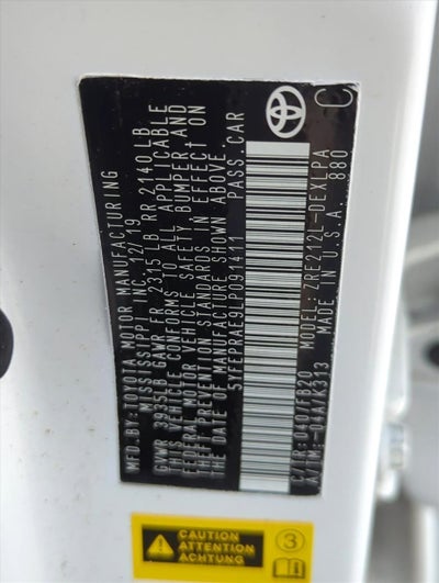 2020 Toyota Corolla LE CVT (Natl)