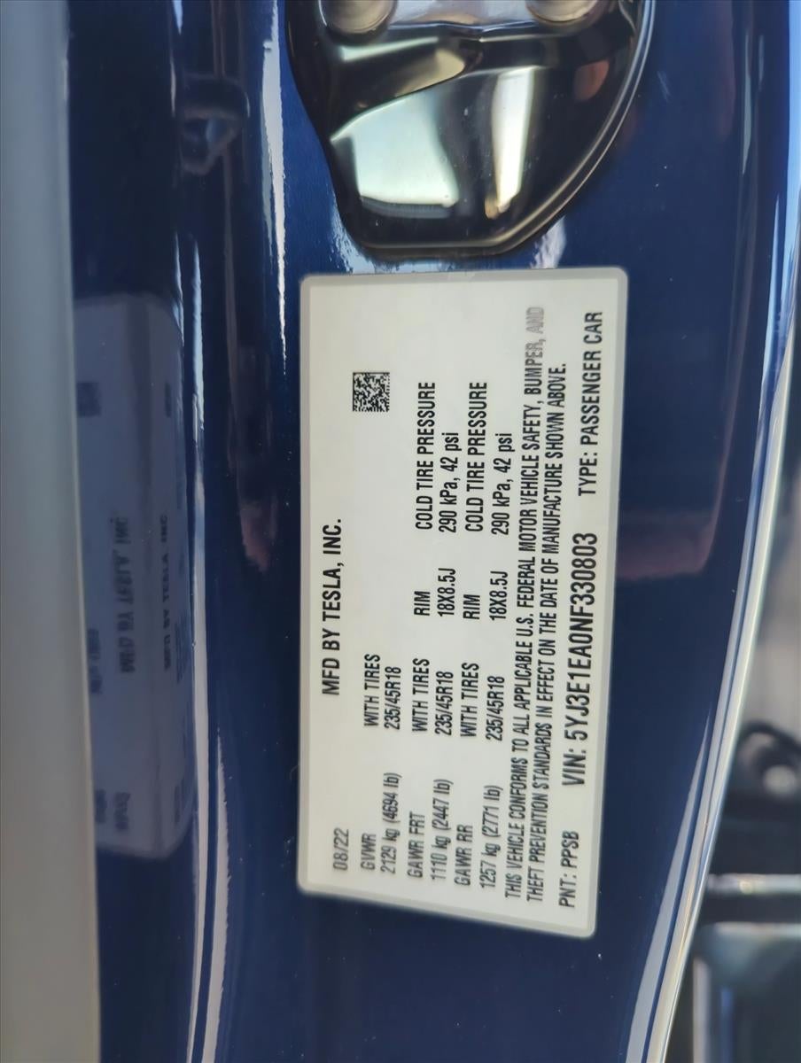 2022 Tesla Model 3 RWD