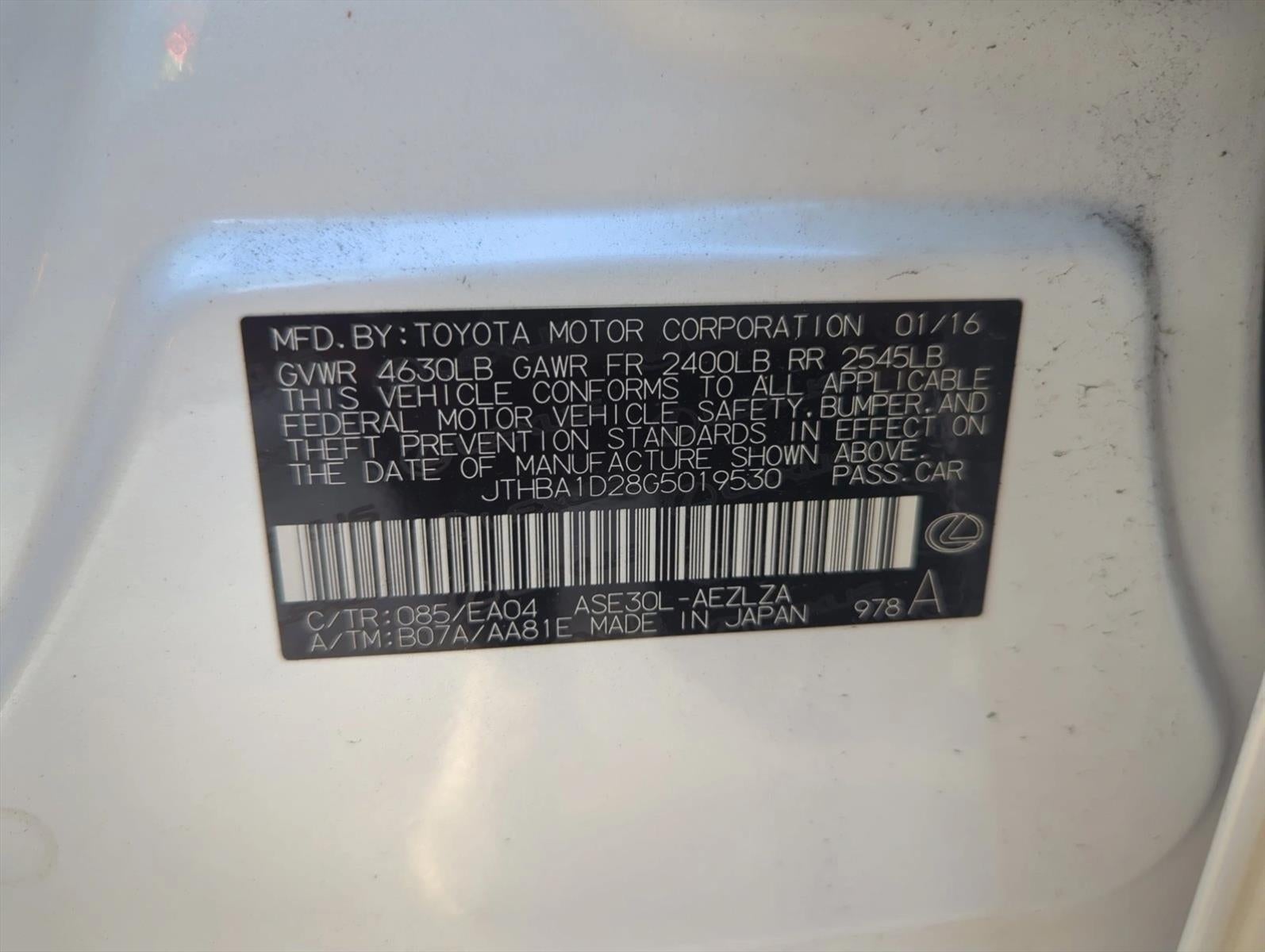 2016 Lexus IS Turbo 4dr Sdn