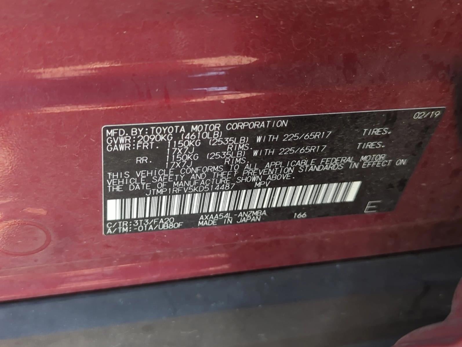 2019 Toyota RAV4 XLE AWD (Natl)