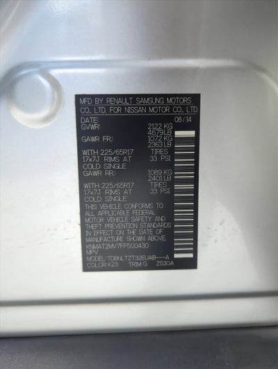 2015 Nissan Rogue AWD 4dr SV