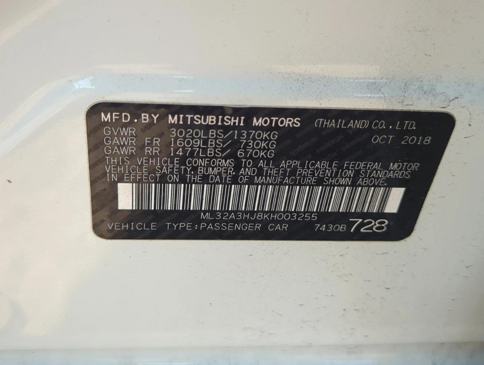 2019 Mitsubishi Mirage ES CVT