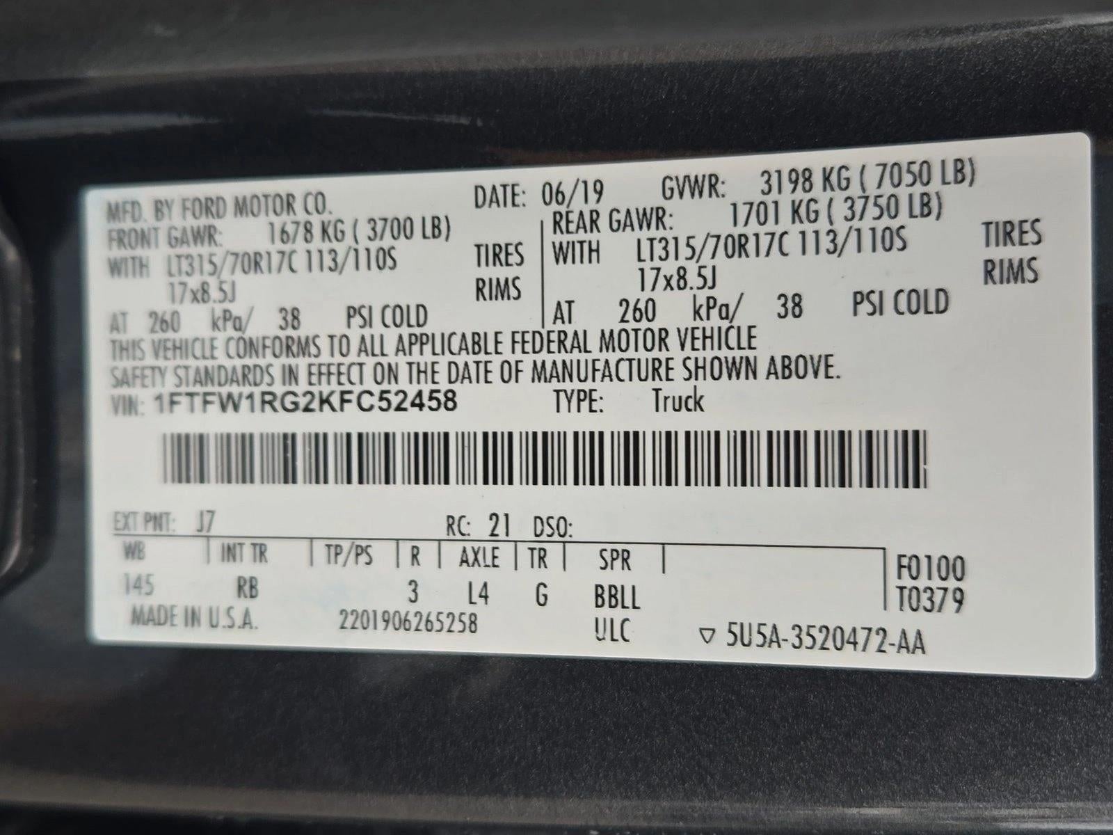 2019 Ford F-150 Raptor 4WD SuperCrew 5.5' Box