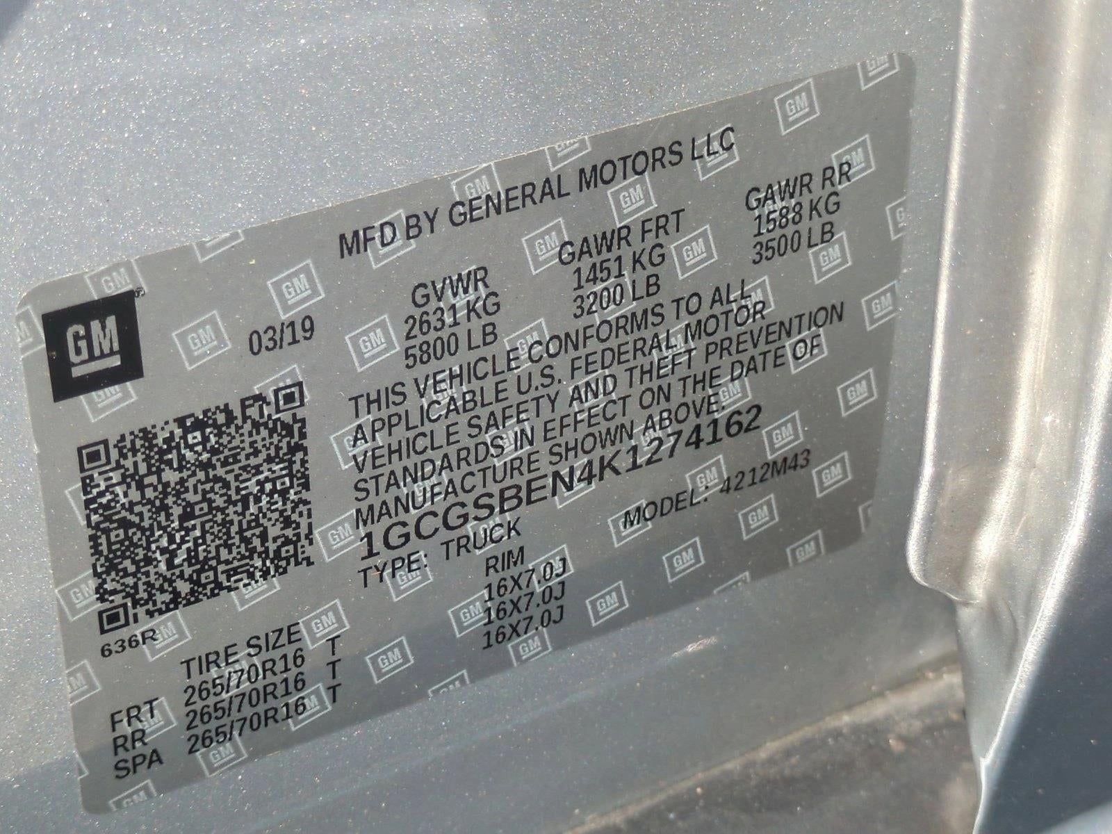 2019 Chevrolet Colorado Crew Cab Short Box 2-Wheel Drive WT