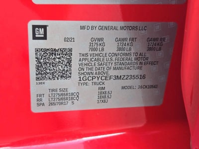 2021 Chevrolet Silverado 1500 Crew Cab Short Box 4-Wheel Drive Custom Trail Boss