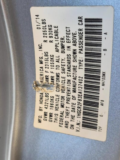 2014 Honda Accord Sedan EX-L CVT PZEV