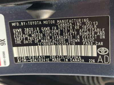 2014 Toyota Corolla 4dr Sdn Auto L (Natl)