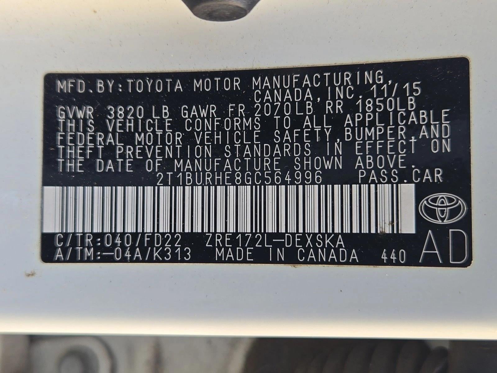 2016 Toyota Corolla 4dr Sdn CVT Auto S Plus (Natl)